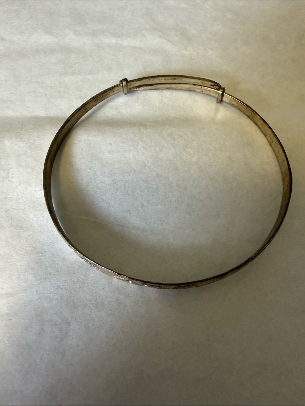 Hammered Silver-Tone Adjustable Bangle Bracelet